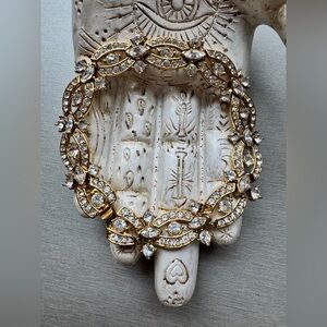 A&S Rhinestone Statement Bracelet Gold Plate Crystal Vintage Glam